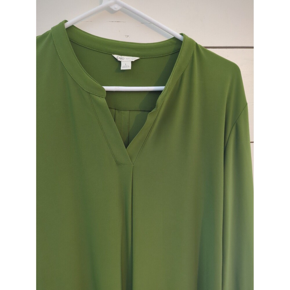 Cato Women's Green V-Neck Blouse Size L fall winter career
